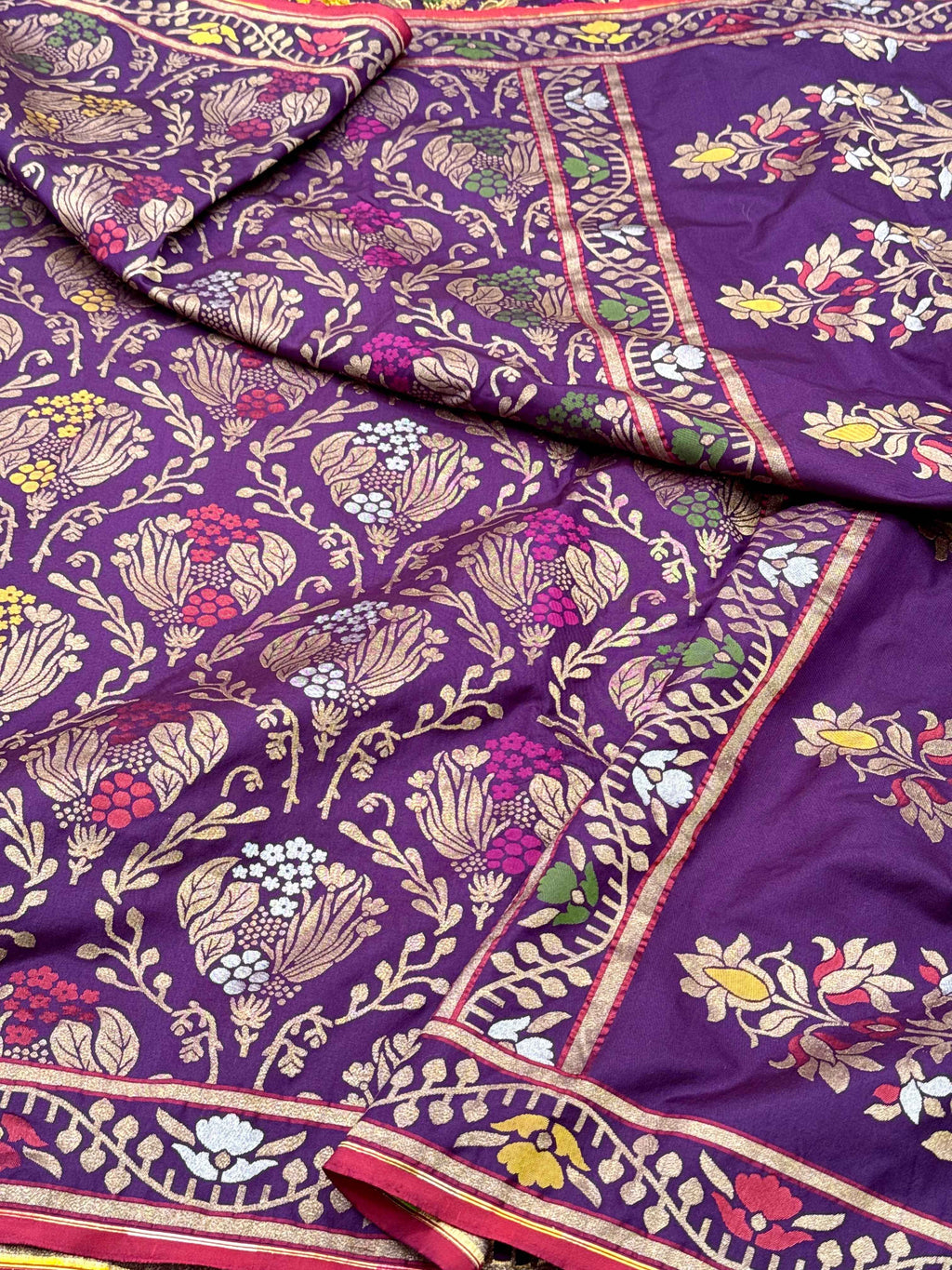 Purple Pure Double Katan Silk Handloom Banarasi Saree |Ektara Weave|
