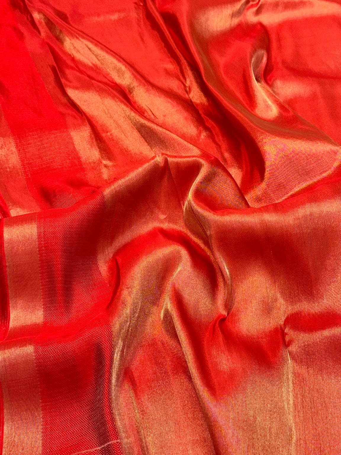 Red Pure Silk Handwoven Double Silk Tissue Contemporary Banarasi Saree