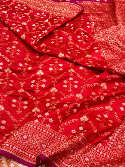 Lemon Yellow Pure Katan Silk Ektara weave Handwoven Banarasi Saree