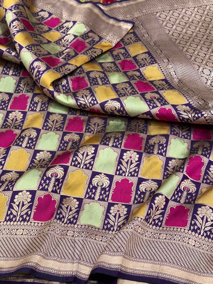 Purple Pure Mulberry Silk & Pure Katan Silk Handloom Banarasi Saree - Rangkaat