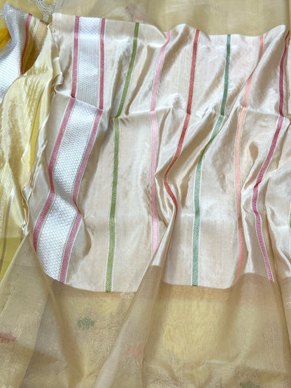 Mustard Yellow Pure Katan Mulberry Silk| Kadhwa  Kadhiyal Weave | Pure Kora Silk Borders Banarasi Saree - The Modern Royal