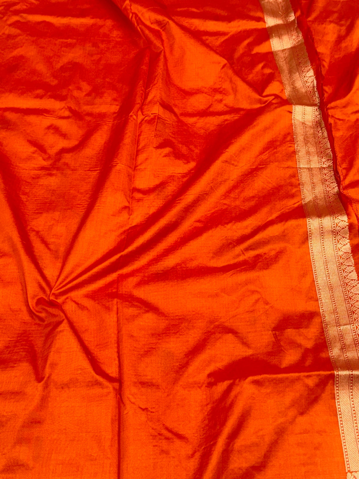 Orange Pure Katan Silk Handwoven Banarasi Saree