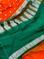 Orange Pure Chiffon Georgette Handwoven Saree