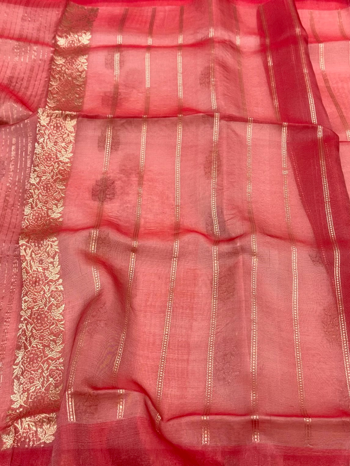 White Pure Kora Silk Handwoven ( Kadhwa ) Banarasi Silk Saree | Modern Katan Silk Border