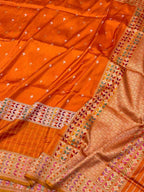 Sky Blue Pure Kora Silk & Pure Katan Silk Ektara Weave Handwoven Banarasi Saree