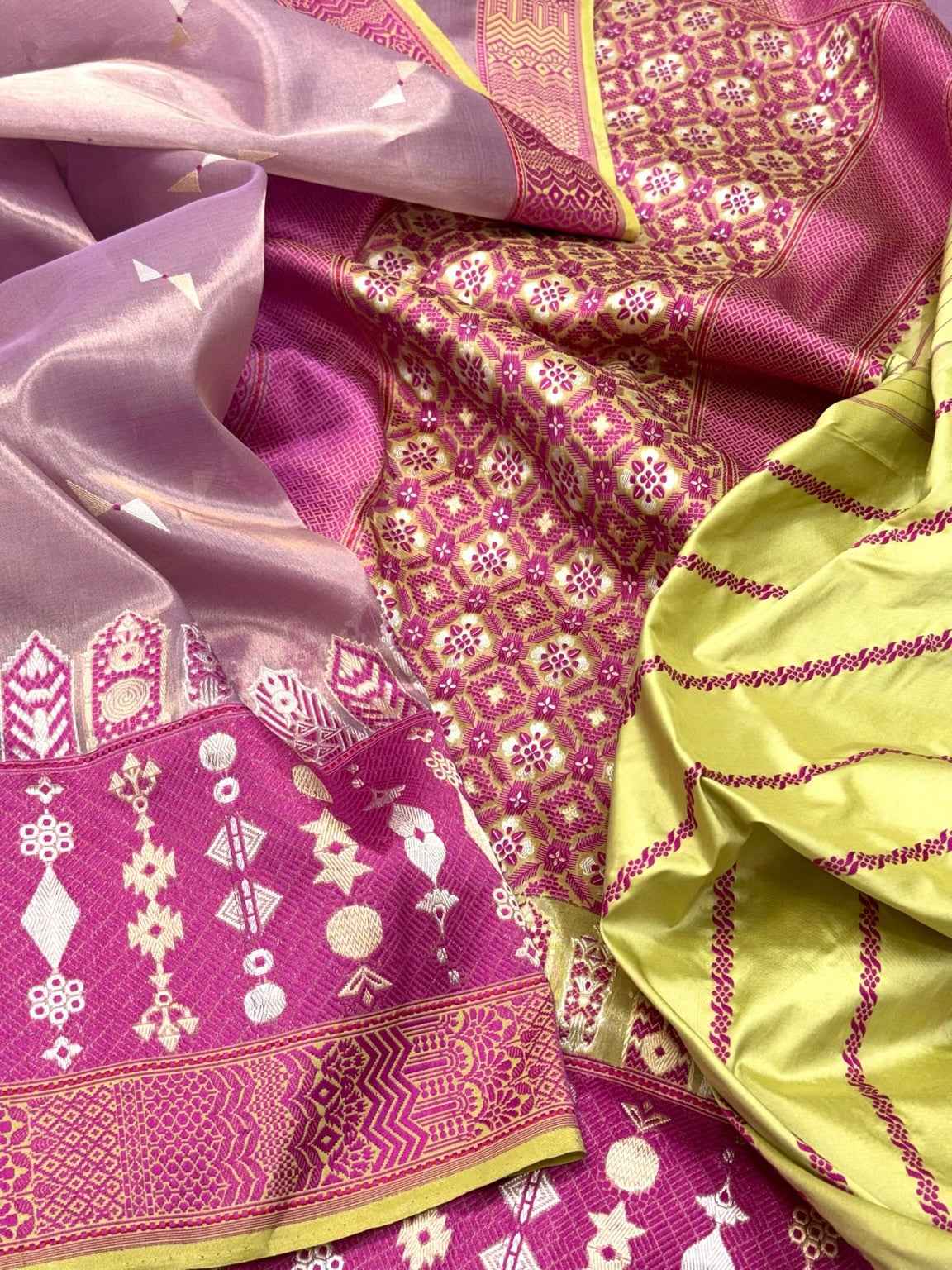 Lilac Pink 100% Pure Kora Tissue Silk Handwoven Banarasi Saree | Kadhwa Weave | Exclusive Contemporary Banarasi Saree