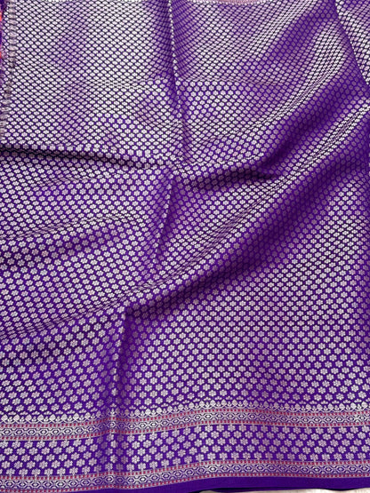 Purple Pure Mulberry Chiniya Silk Meenakari  Banarasi Saree- Lightweight