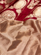 Red Kora Tissue Pure Handwoven Lahenga