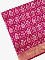 Rani Pink Pure Katan Silk Banarasi Handwoven Saree