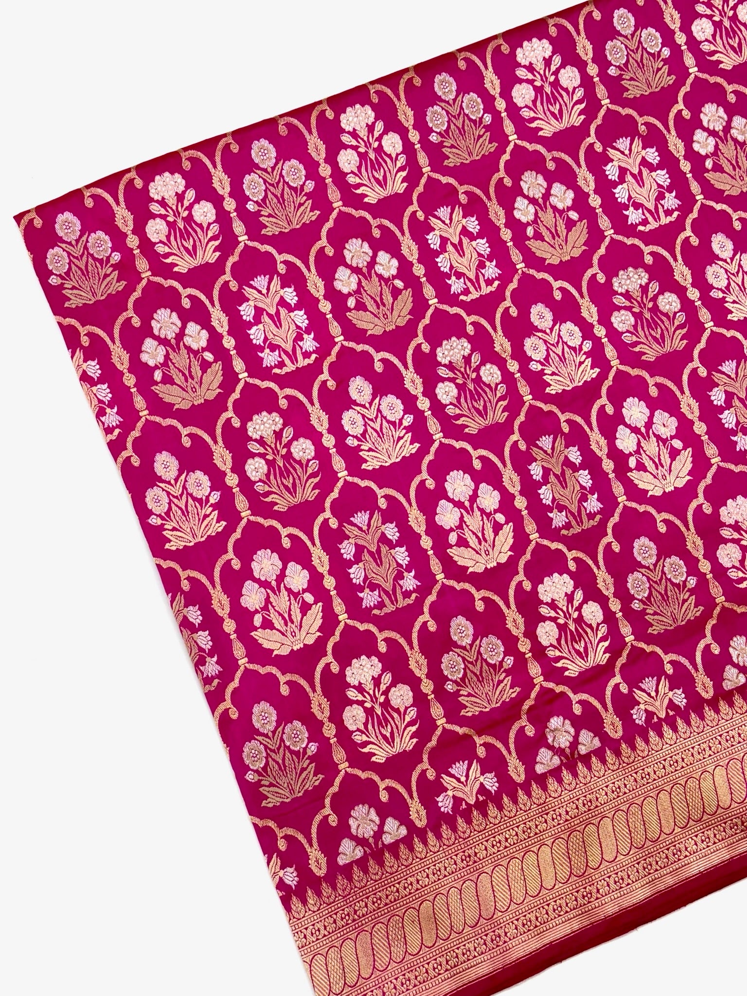 Rani Pink Pure Katan Silk Banarasi Handwoven Saree