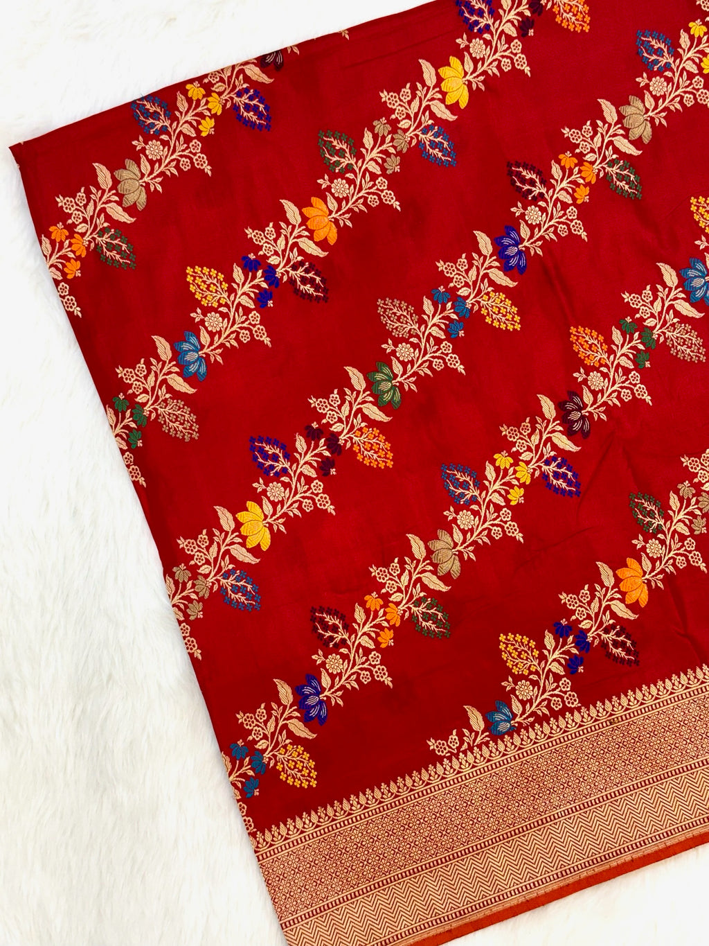 Red Katan Silk Pure Handwoven Saree