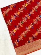 Red Katan Silk Pure Handwoven Saree