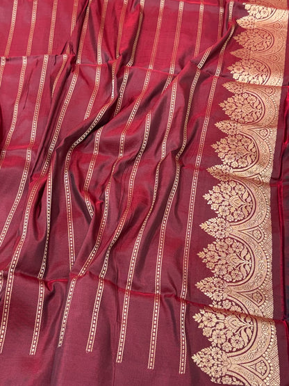 Dark Blue Pure Mulberry Katan Silk Handwoven Banarasi Saree