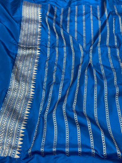 Beige Pure Katan Mulberry Silk saree | Kadhwa Ektara Weave | Banarasi Handwoven Modern Saree