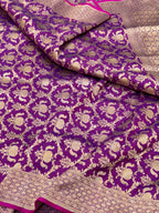 Purple/Magenta Katan Silk Pure Handloom Saree