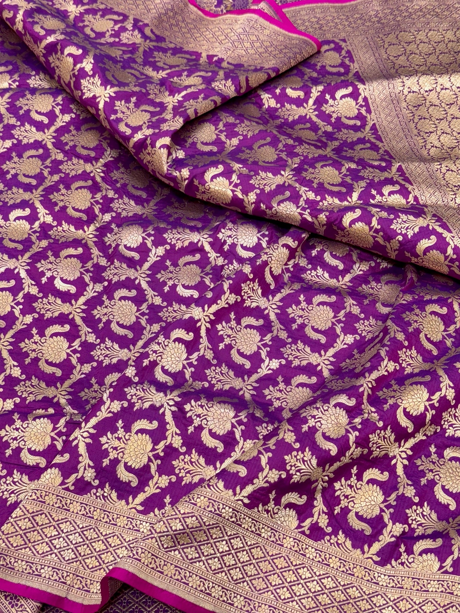 Purple/Magenta Katan Silk Pure Handloom Saree