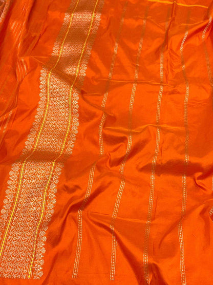 Molten Gold Pure Katan Silk & Pure Tissue Silk Handwoven | Kadhwa Technique | Banarasi Modern Saree