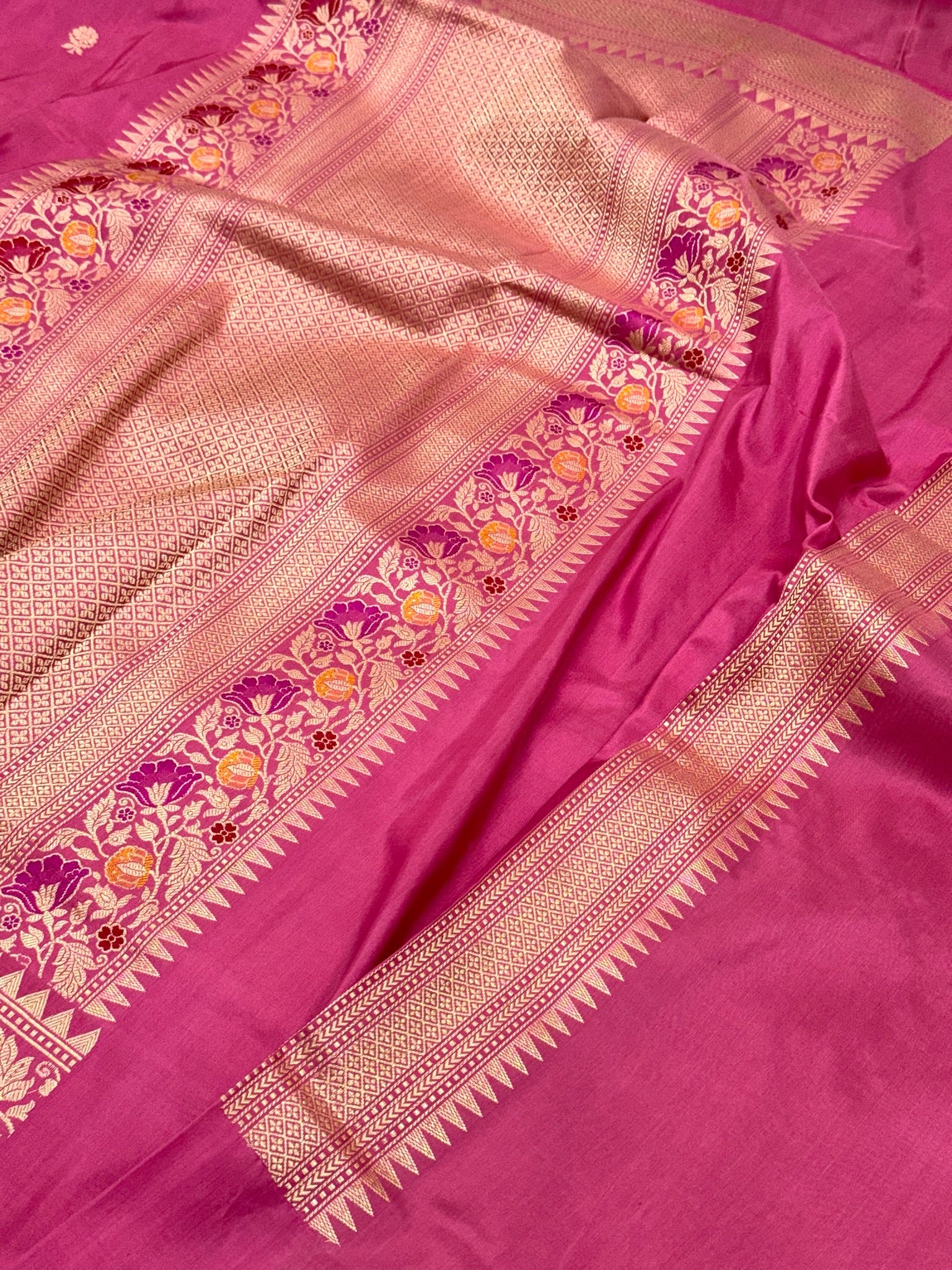 Pink Pure Katan Silk Handwoven Banarasi Saree