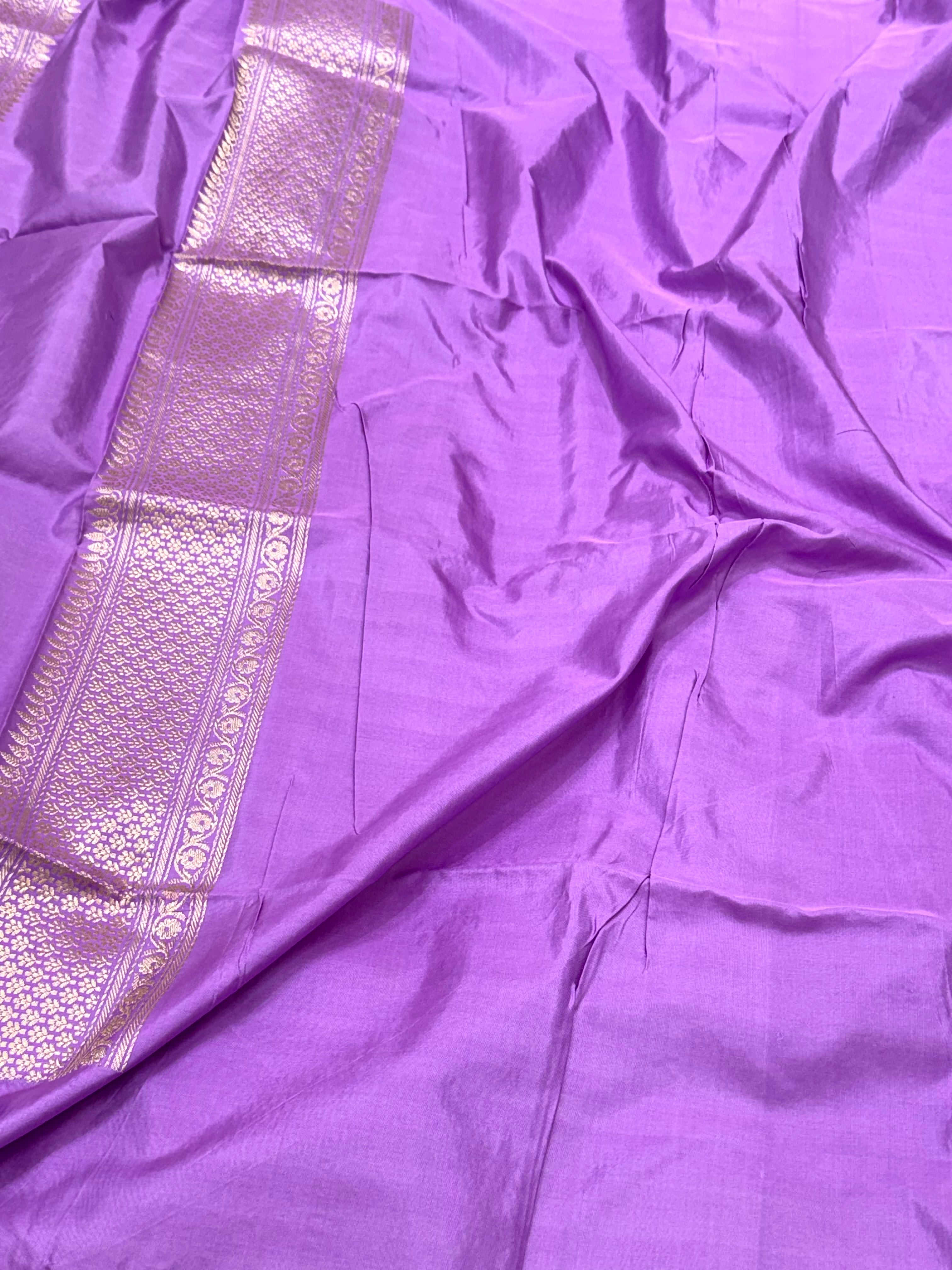 Lavender Pure Mulberry Katan Silk Handwoven Banarasi Saree