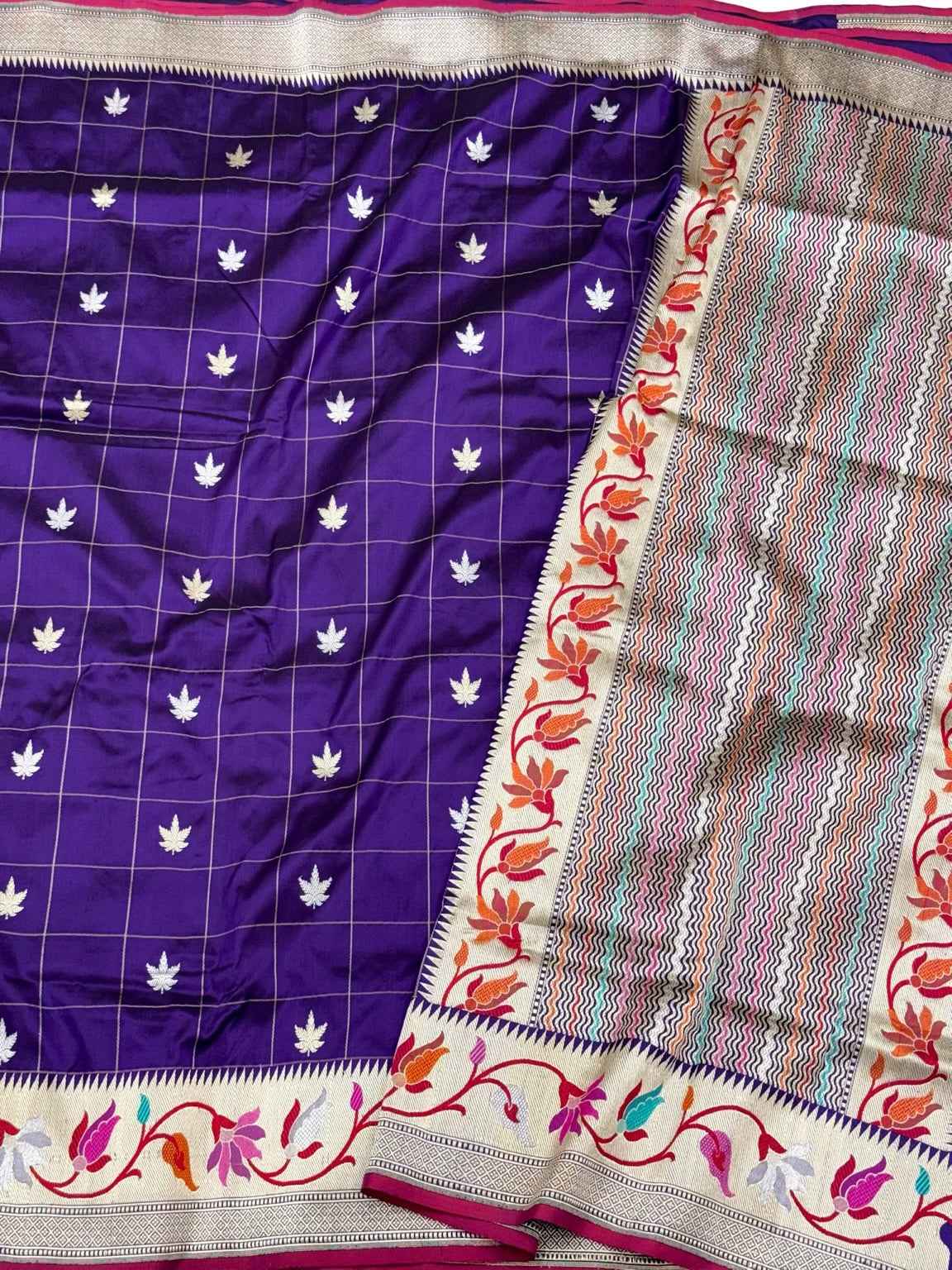 Purple Pure Mulberry Katan Silk Saree Handwoven Banarasi Saree - Timeless Kadhwa Elegance