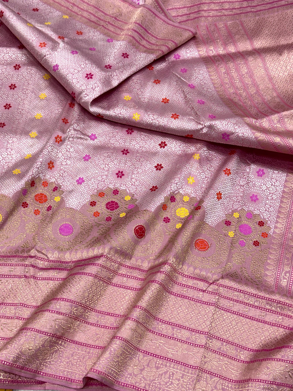 Mauve Pink Katan Silk Handwoven Banarasi Brocade Saree