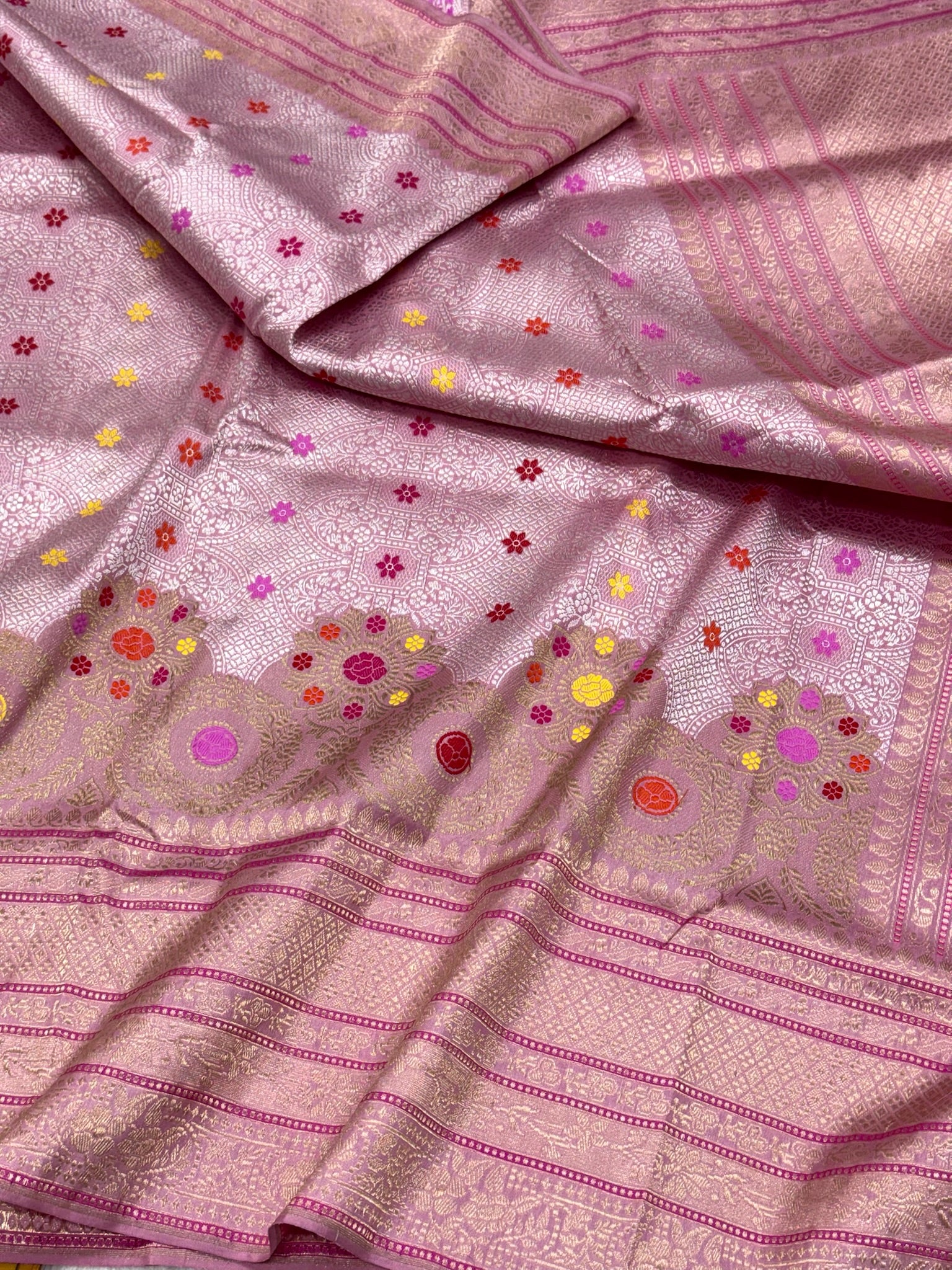 Mauve Pink Katan Silk Handwoven Banarasi Brocade Saree