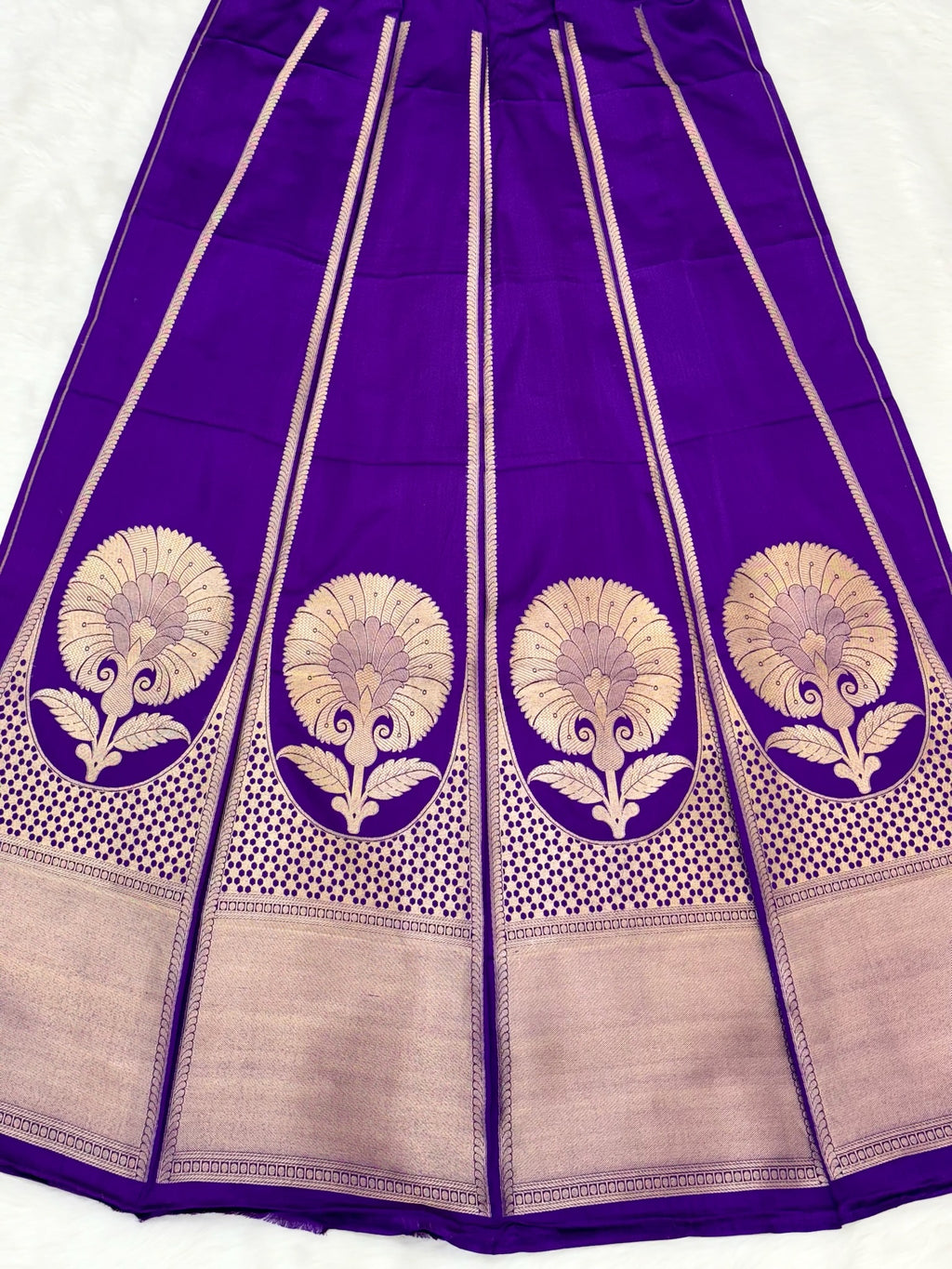 Purple Satin Silk Pure Handwoven Lahenga