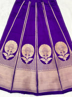 Purple Satin Silk Pure Handwoven Lahenga