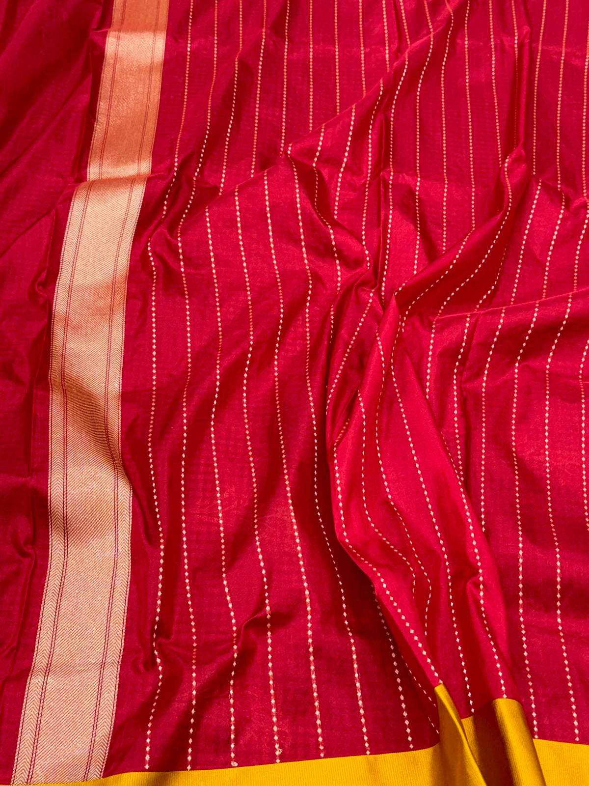 Purple/Orange Check Pure Katan Mulberry Silk Handwoven Banarasi Contemporary Saree | Kadhwa Technique | The Modern Royal
