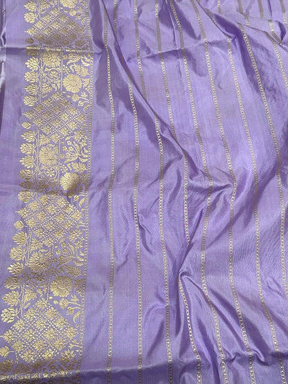 Mauve Pure Mulberry Katan Silk | Kadhwa Weave | Handwoven Banarasi Saree