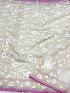 White Muslin Cotton Ektara Weave Handloom Jamdani Saree