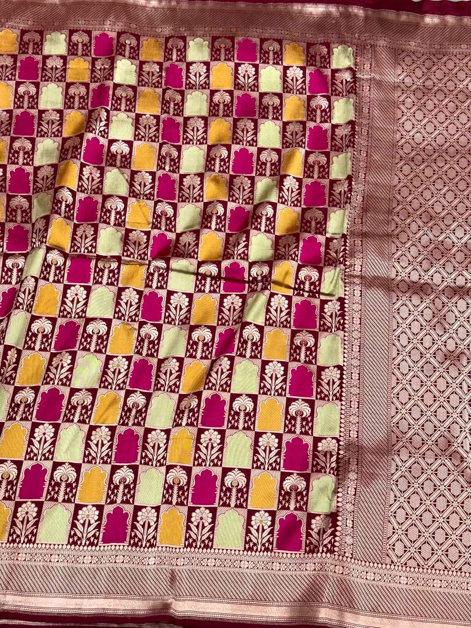 Mint Green Pure Mulberry Silk & Pure Katan Silk Handloom Banarasi Saree - Rangkaat