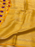 Yellow Pure Mulberry Chiniya Silk Meenakari  Banarasi Saree- Lightweight