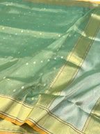 Aqua Green Pure Kora Tissue Ektara Handwoven Banarasi Silk Saree