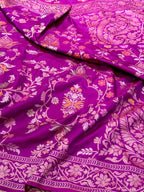 Purple Pure Katan Silk Contemporary Jamdani Handloom Banarasi Saree- Ektara Weave