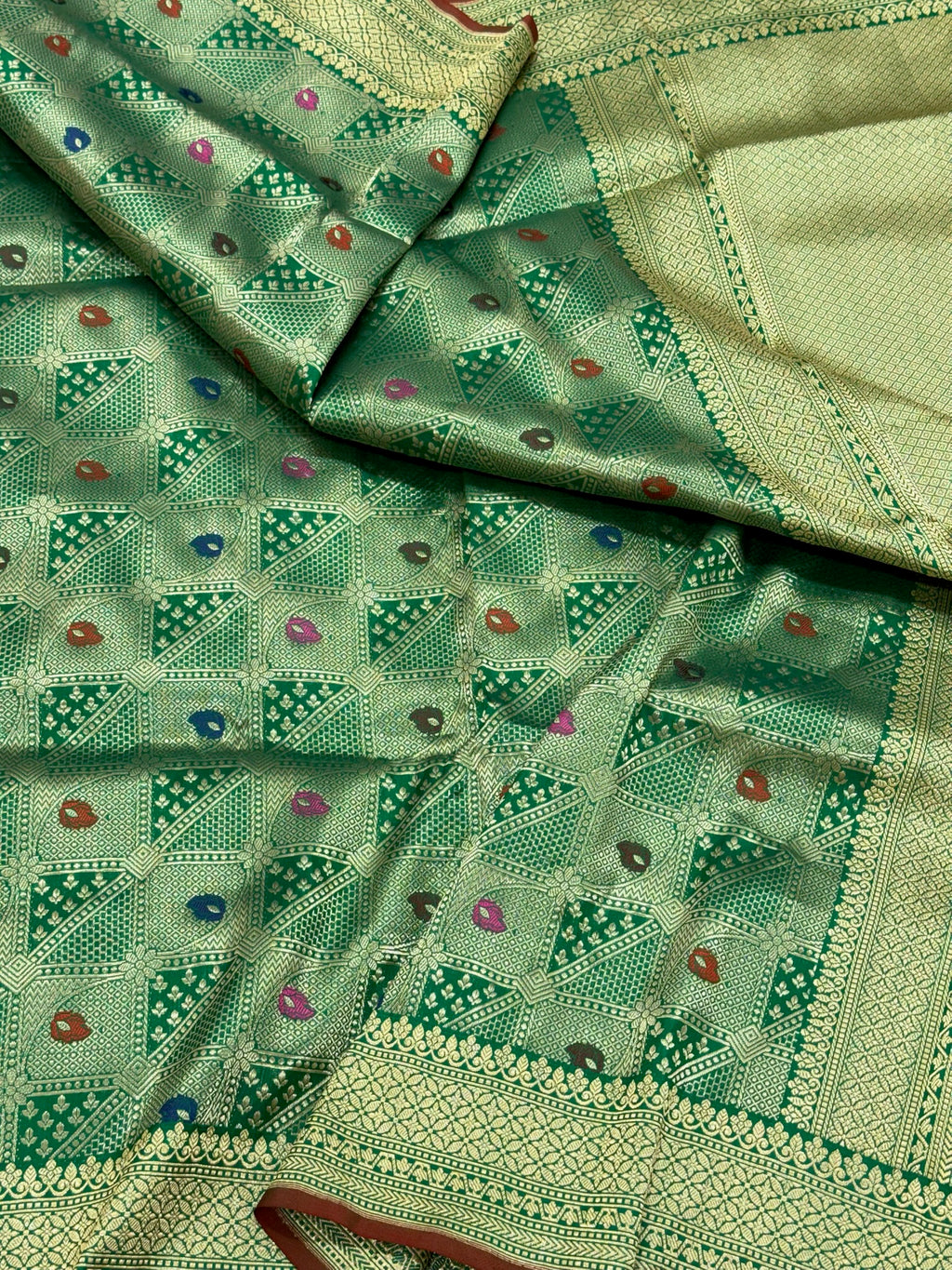 Green Katan Silk Brocade Pure Handwoven Saree