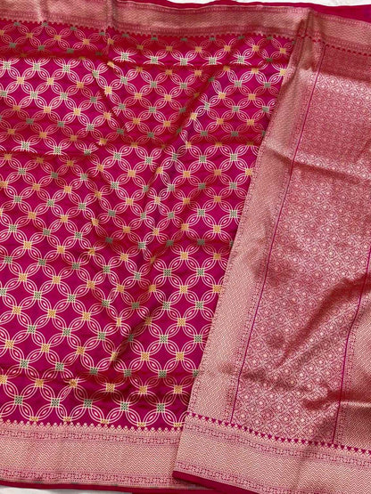 Pink Pure Mulberry Silk & Pure Katan Silk | Elegant Heritage Weave | Handloom Contemporary  Banarasi Saree