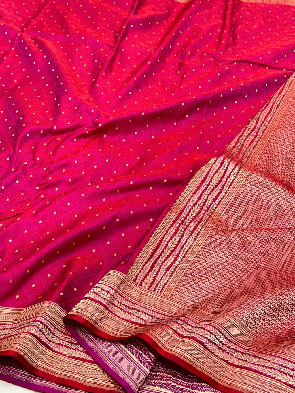 Magenta Pure Satin Silk Soft Drape Handwoven Banarasi Saree
