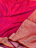 Magenta Pure Satin Silk Soft Drape Handwoven Banarasi Saree