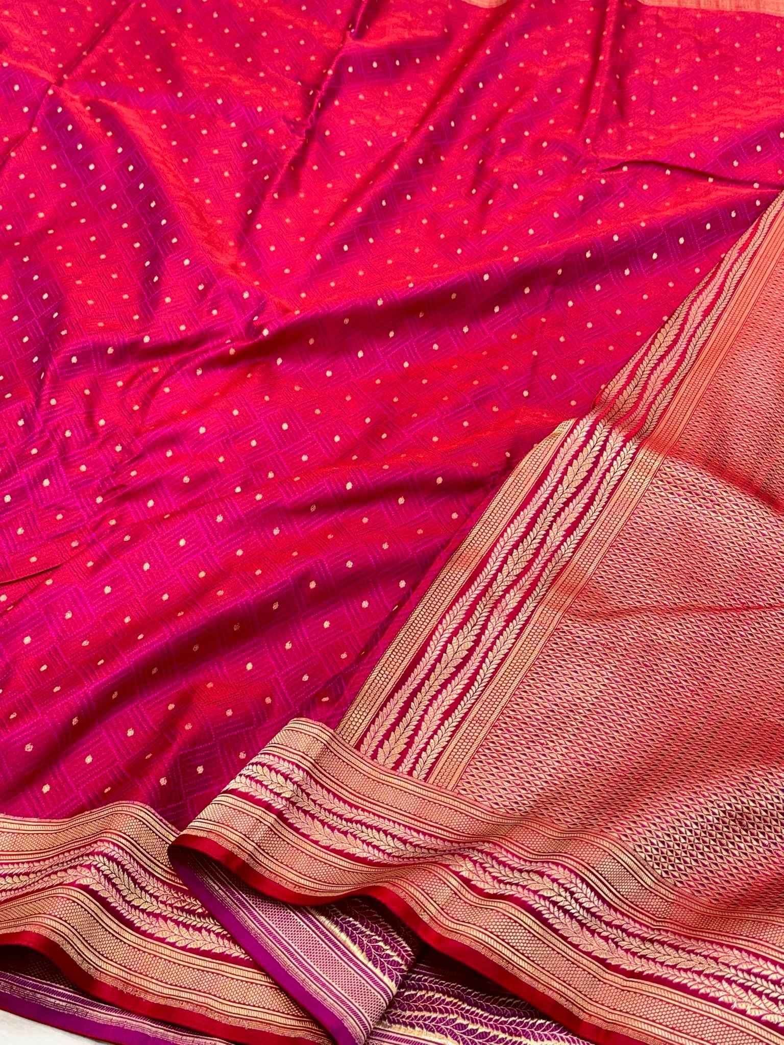 Magenta Pure Satin Silk Soft Drape Handwoven Banarasi Saree