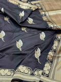 Black Pure Mulberry Katan Silk | Kadhwa Technique | Handwoven Banarasi Saree