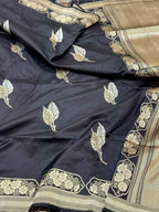 Black Pure Mulberry Katan Silk | Kadhwa Technique | Handwoven Banarasi Saree