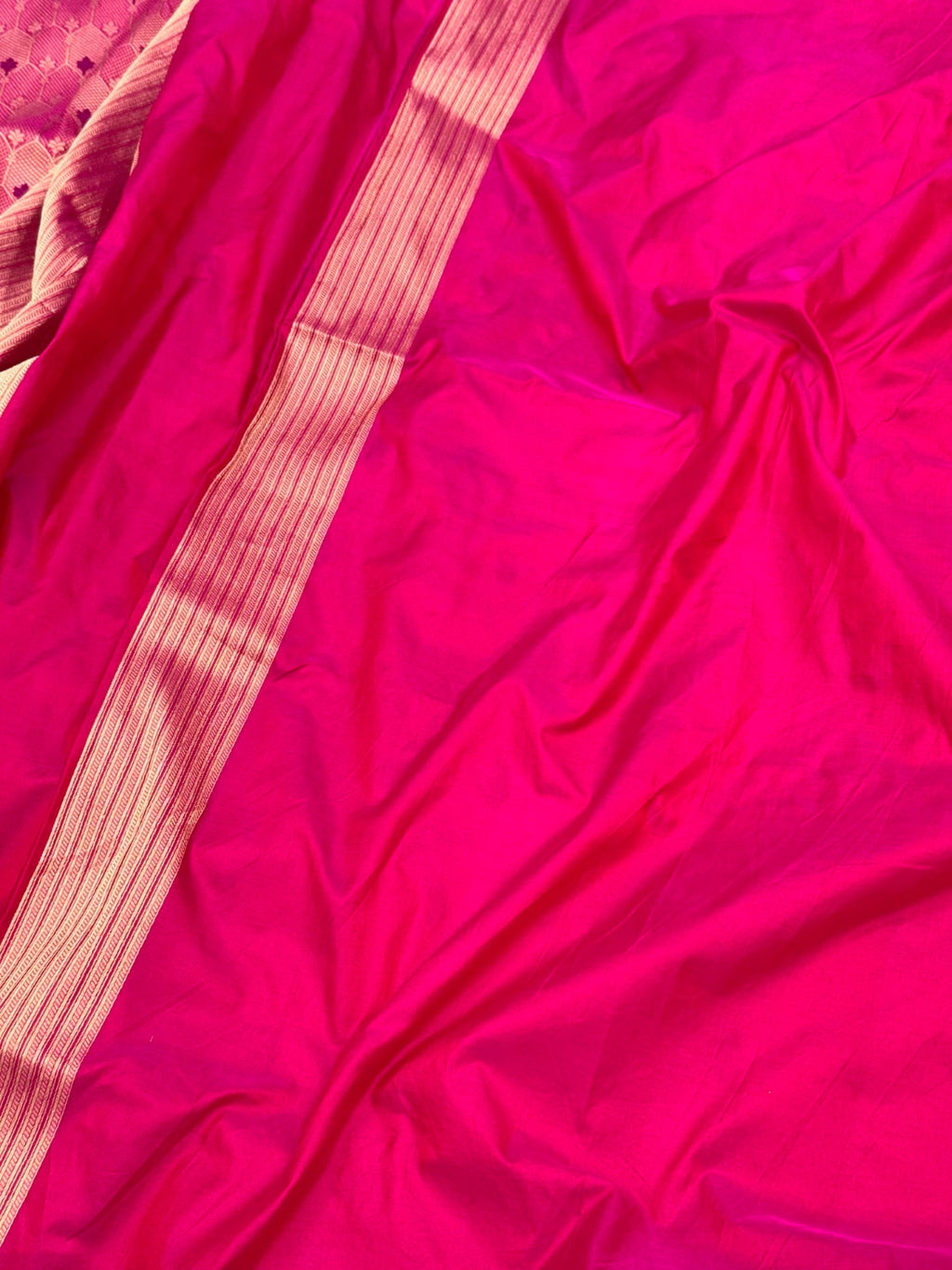 Rani Pink Pure Katan Silk Handloom Contemporary Banarasi Brocade Saree