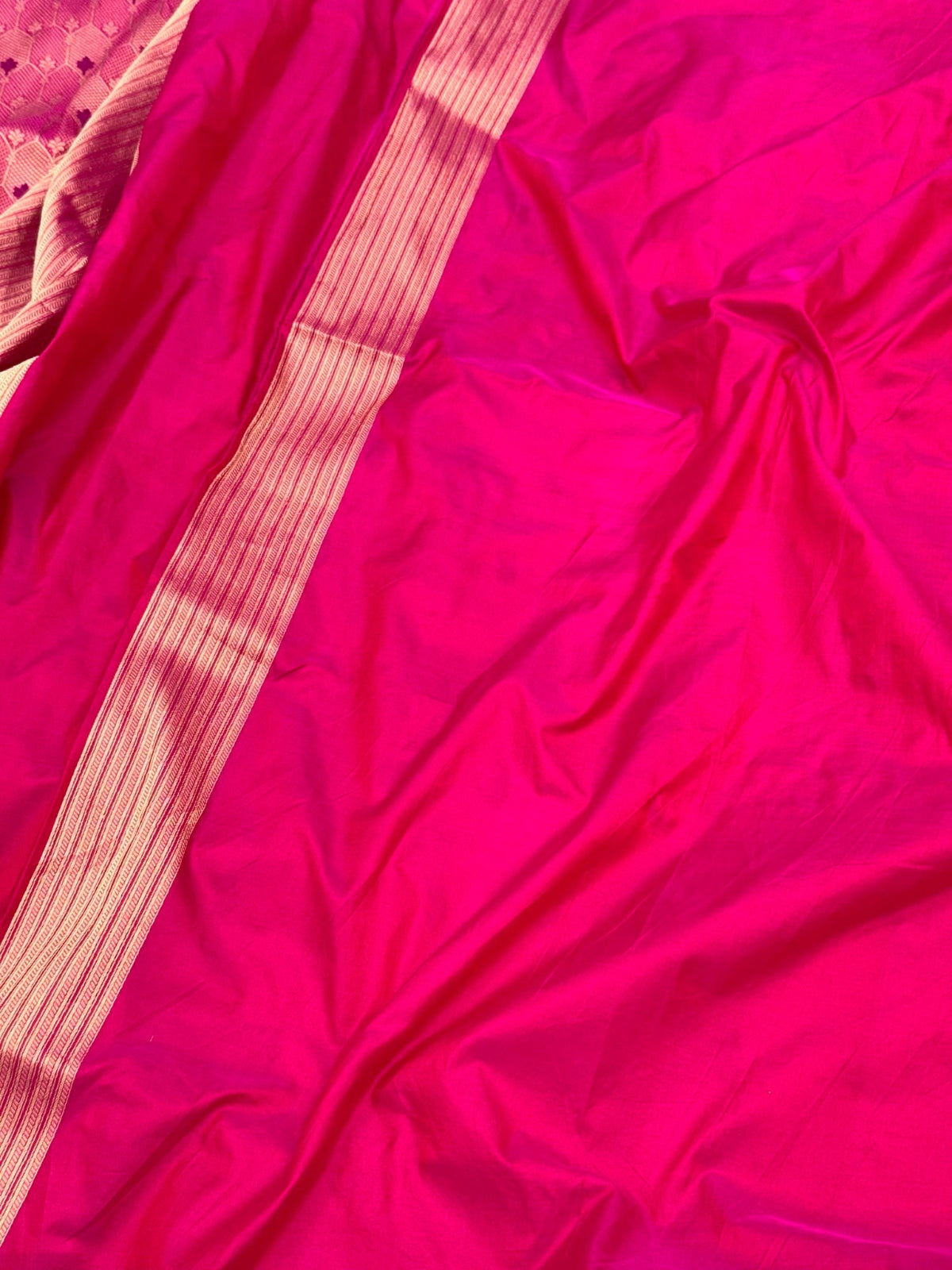 Rani Pink Pure Katan Silk Handloom Contemporary Banarasi Brocade Saree