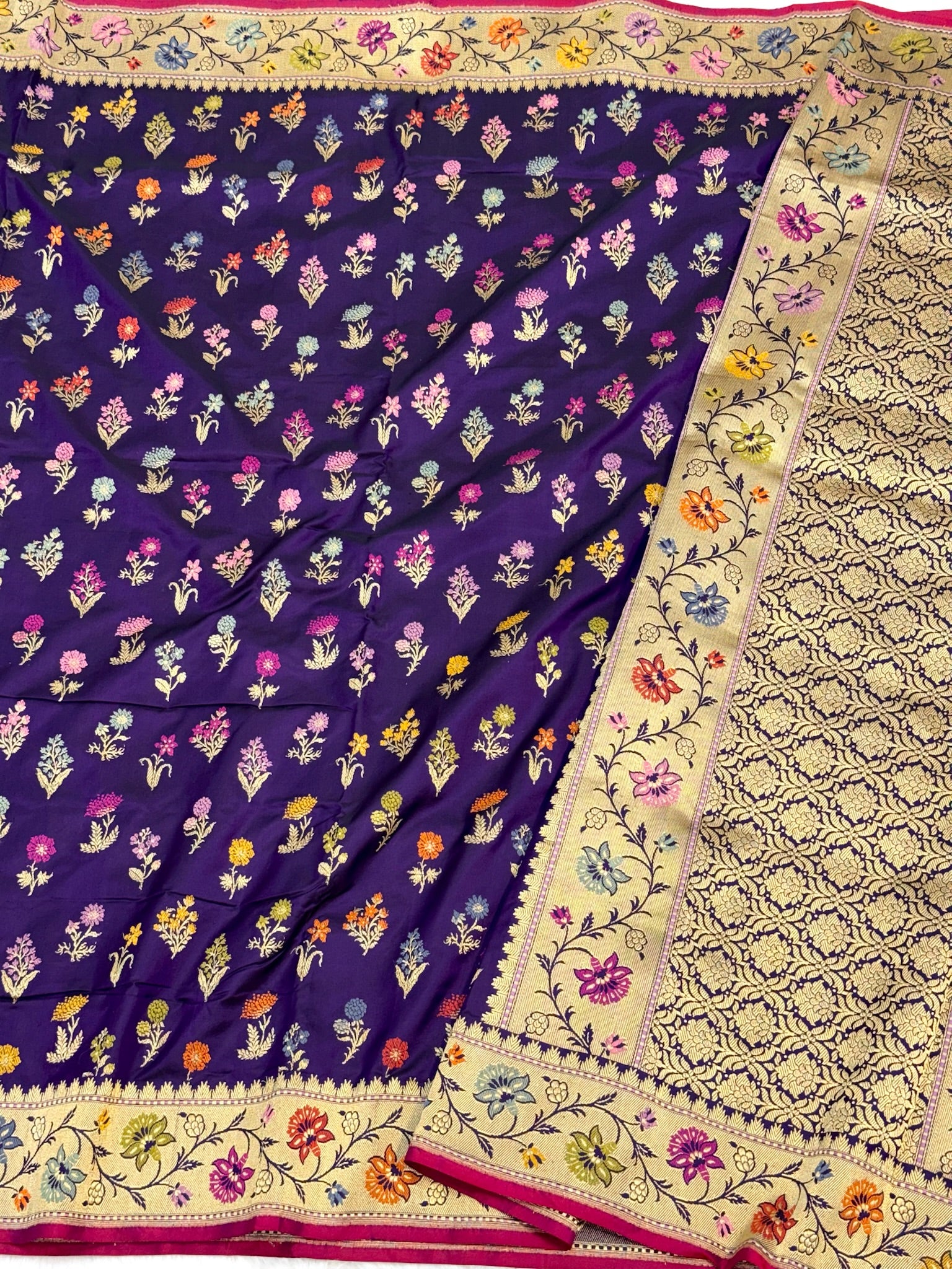 Purple Katan Silk Pure Handwoven Saree