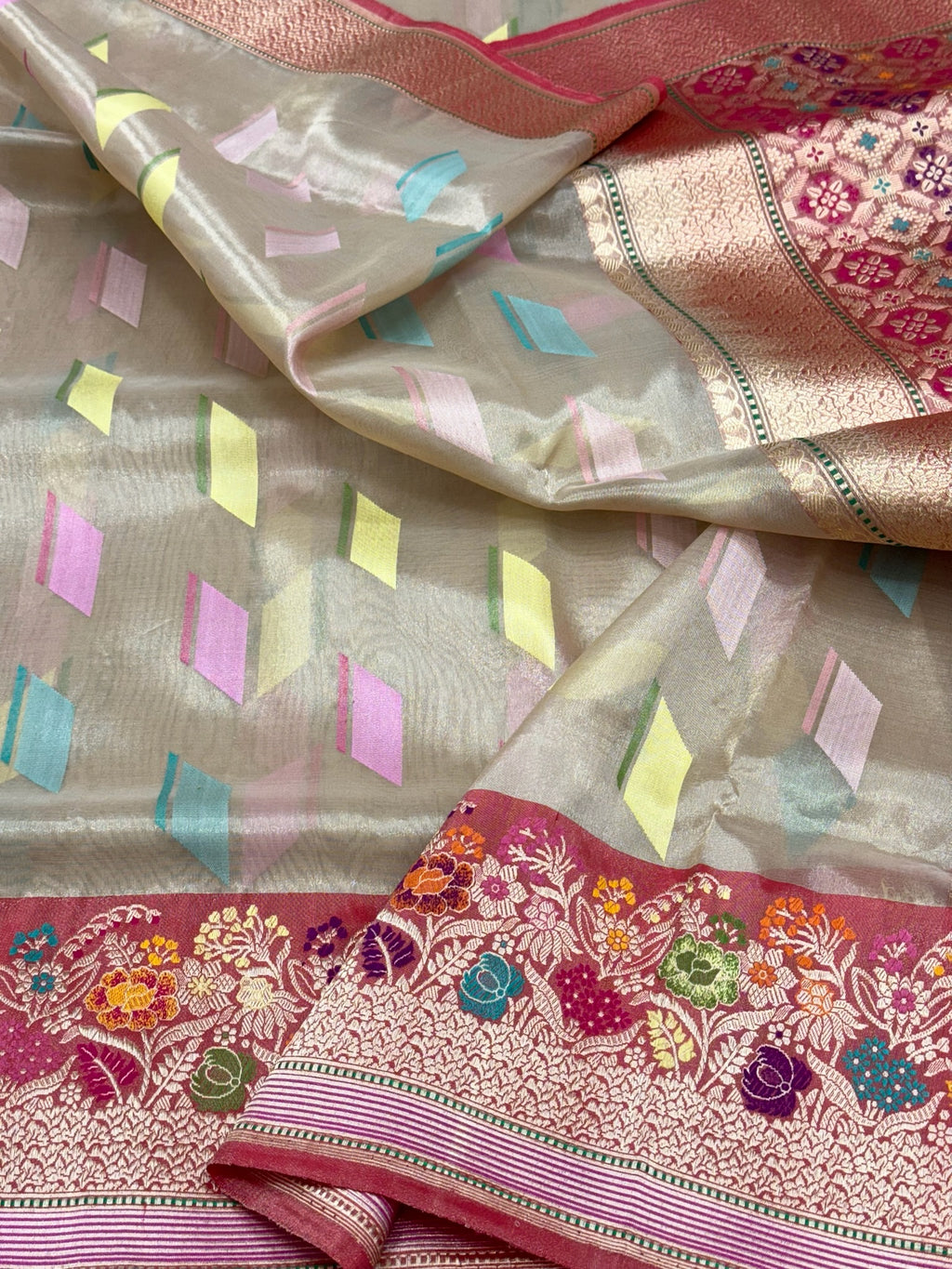 Ivory Kora Tissue Handwoven Saree