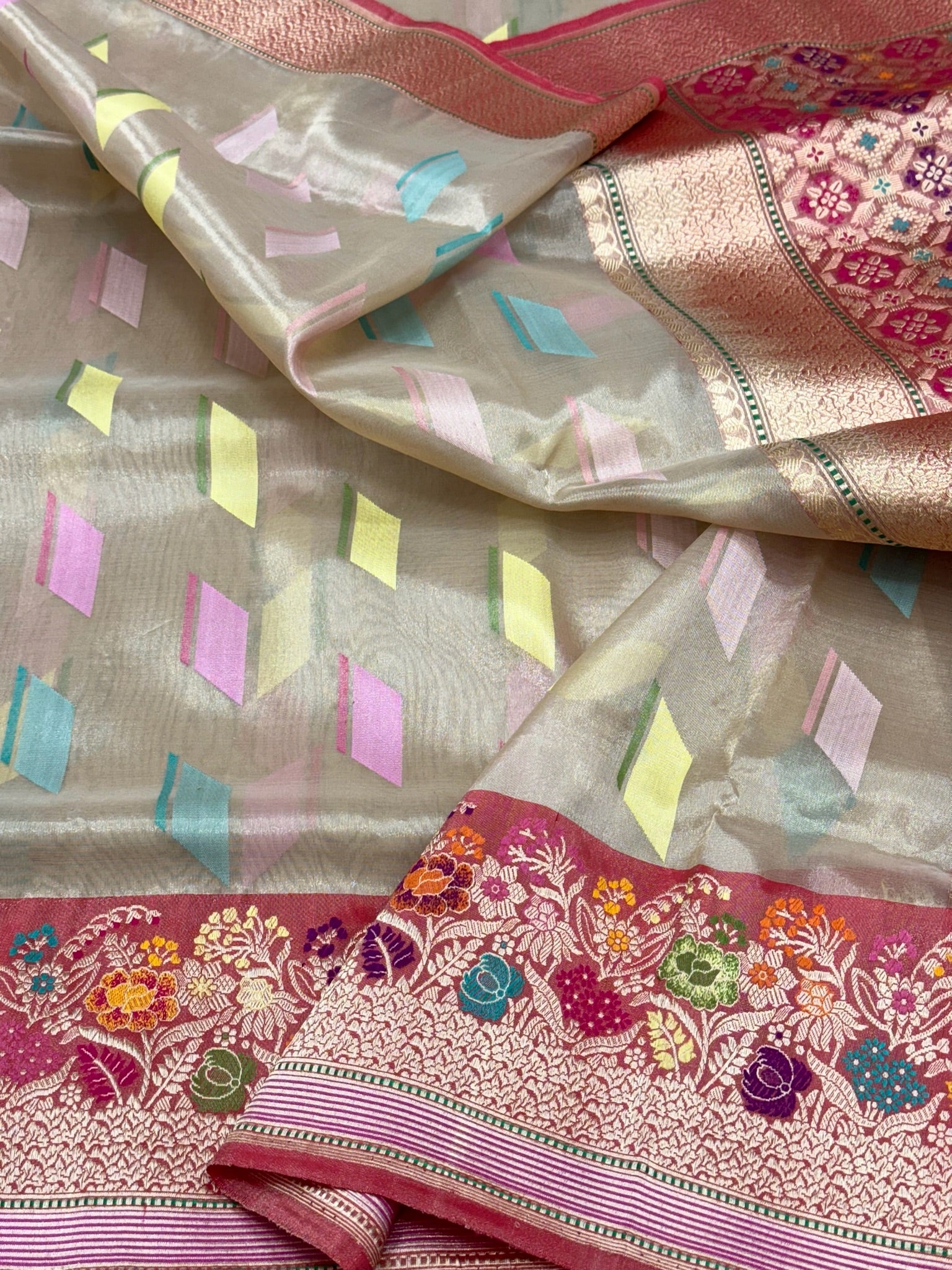 Ivory Kora Tissue Handwoven Saree