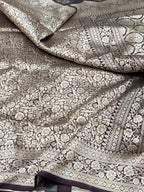 Orange Pure Mulberry Katan Silk Handloom Banarasi Saree |Kimkhaab-Brocade|