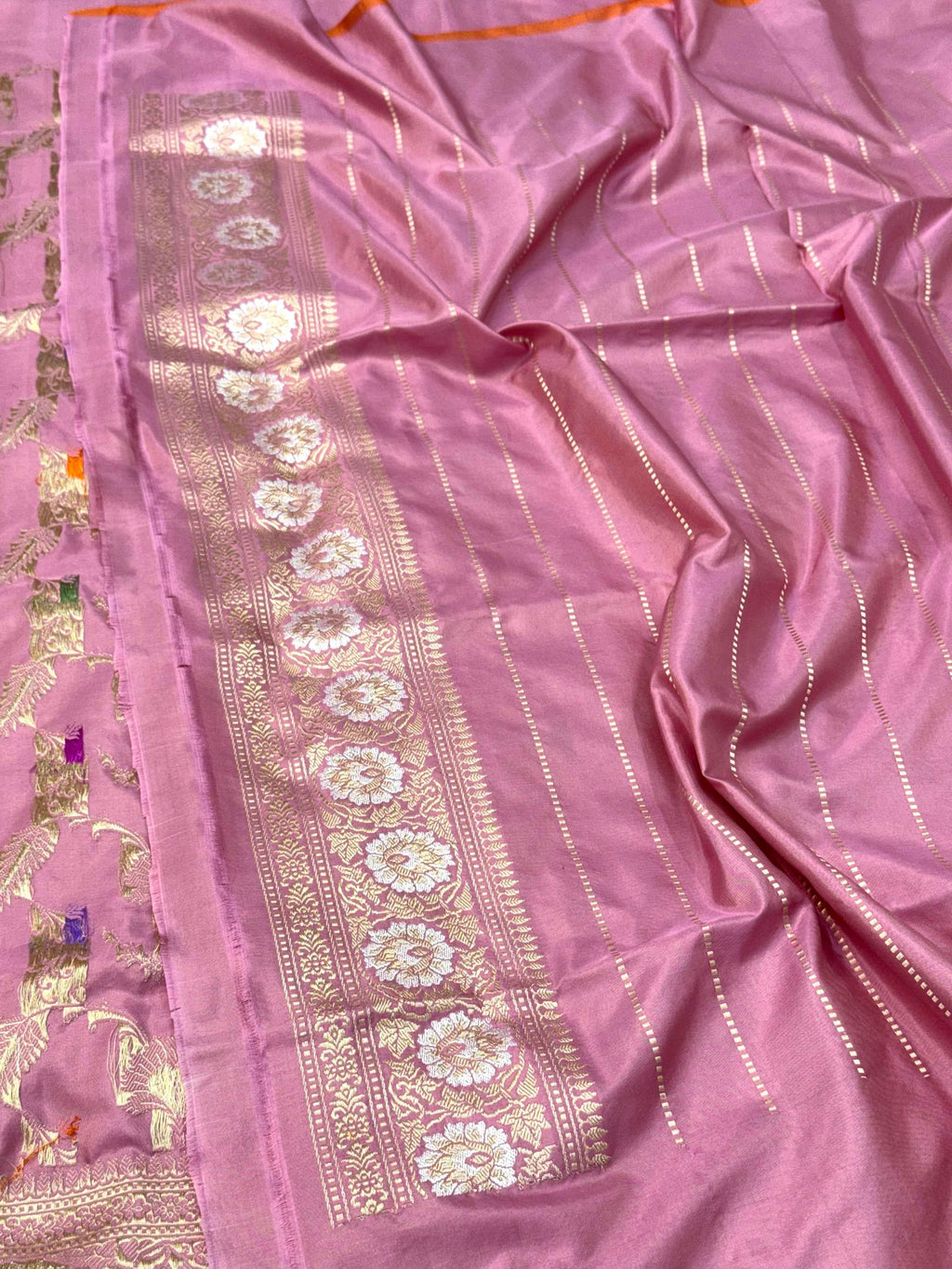 Mauve Brown Pure Mulberry Katan Silk Handwoven Banarasi Saree