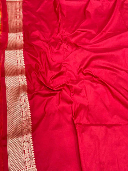 Red Pure Mulberry Silk & Pure Katan Silk Handloom Banarasi Saree - Rangkaat